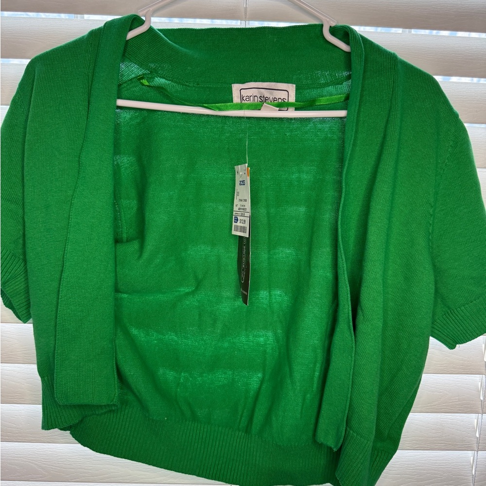 Karin Stevens Women's Vibrant Green Cardigan Sweater